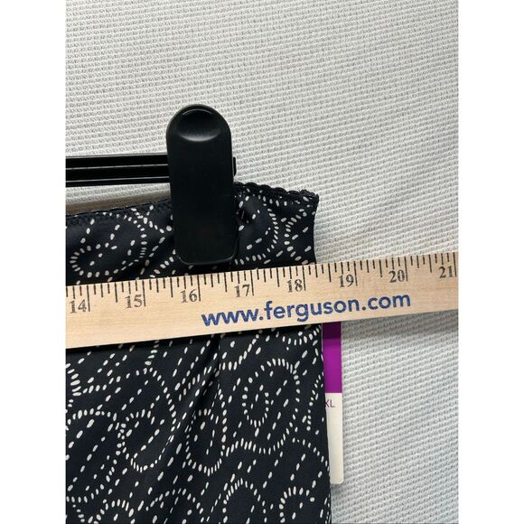 New 100% Silk Swirl Print Skirt XL Black White Bias Cut Y2K Minimal Office Siren - Picture 6 of 9